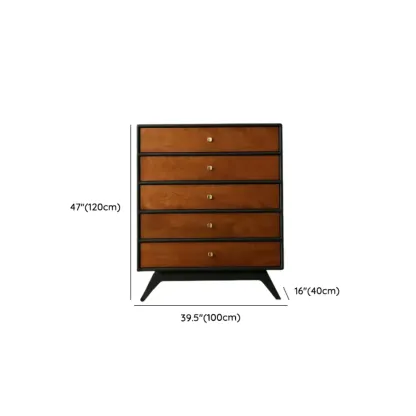 Horizontal Brown 6-drawer Modern Wood Double Dresser #size