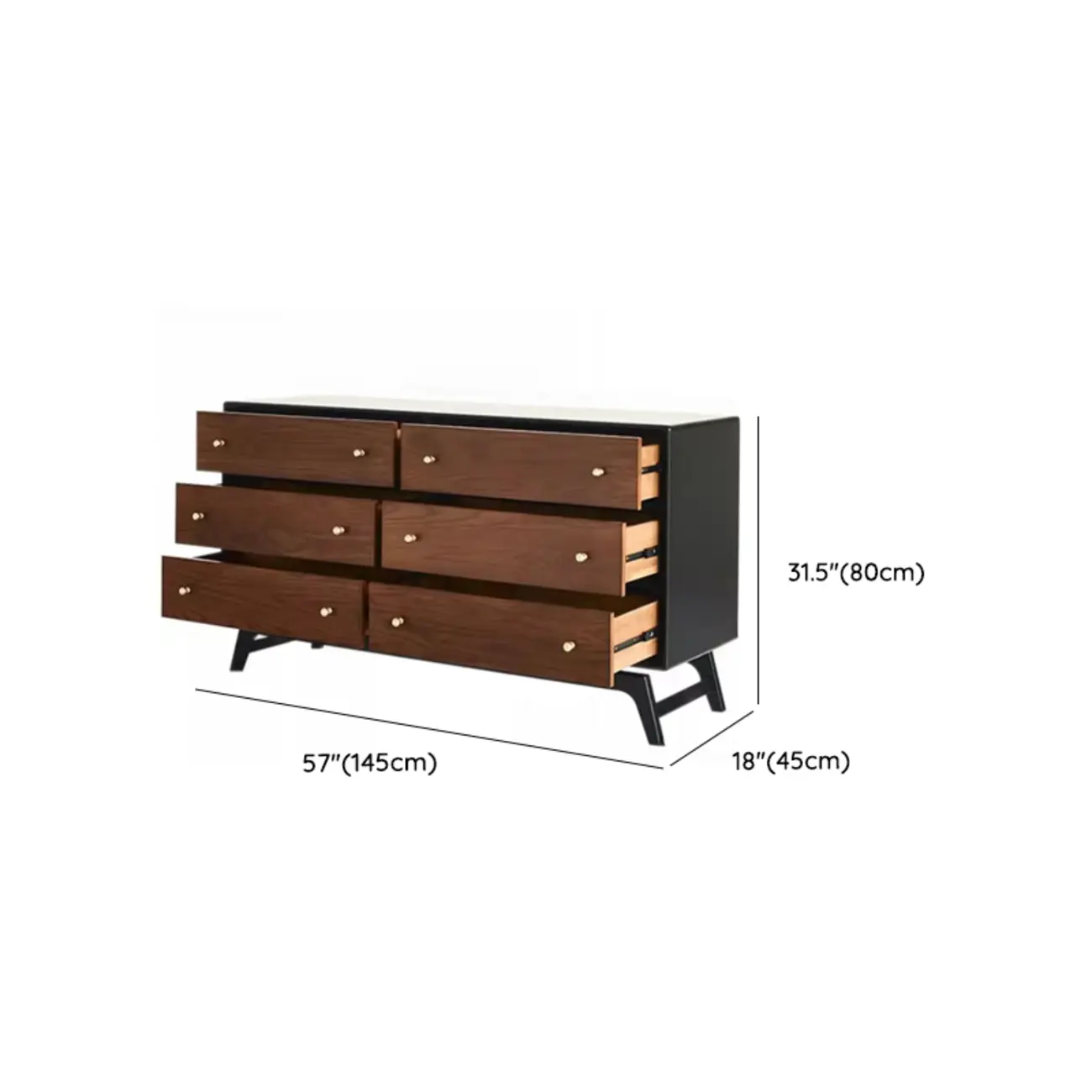 Horizontal Brown 6-drawer Modern Wood Double Dresser Image - 12 | homeyfad