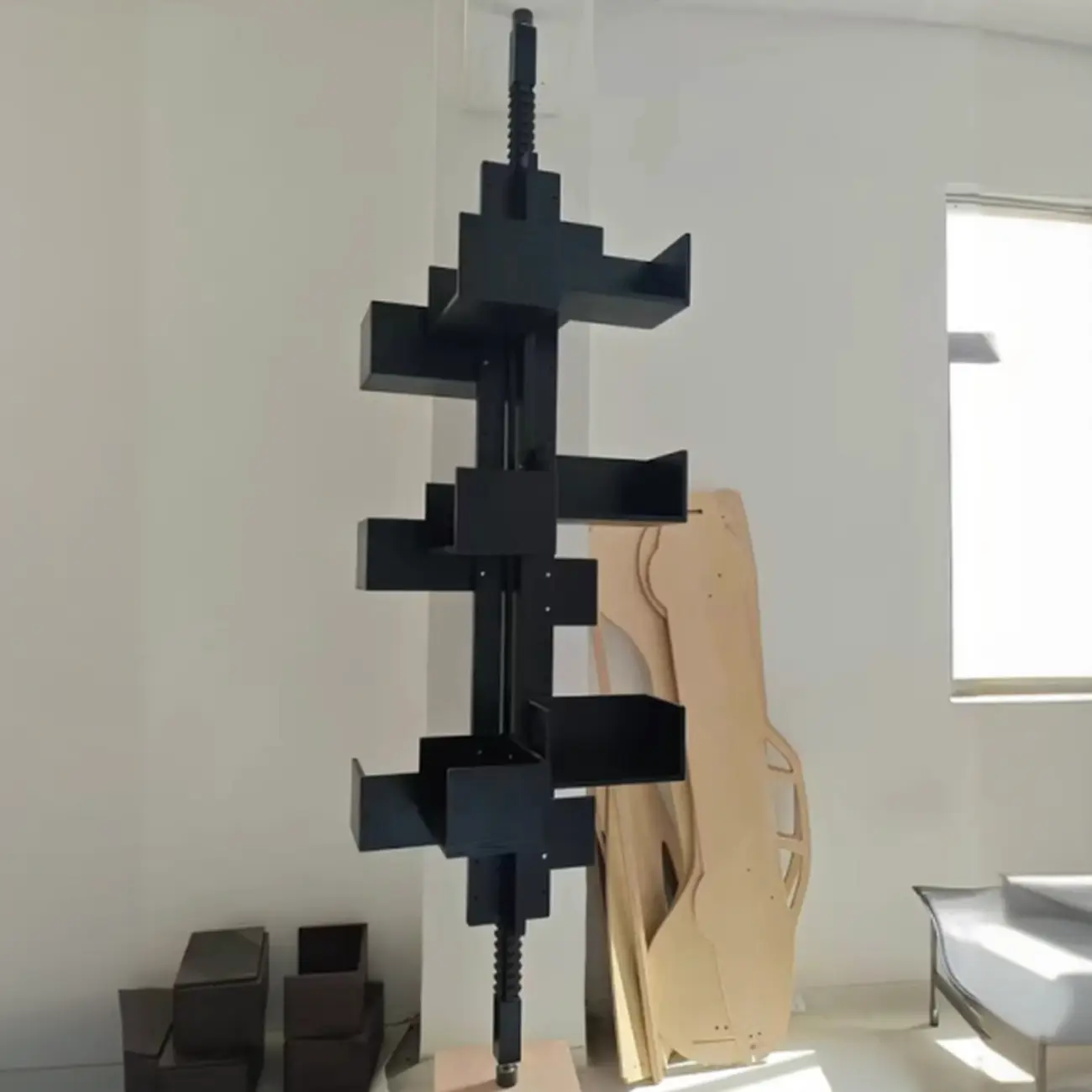 Swivel Vertical Nut Brown Wood Bookcase with Closed Back Image - 4 | homeyfad