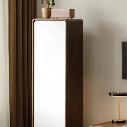 67" Narrow Wood Rotating Vertical Bookcase With Mirror Image - 9