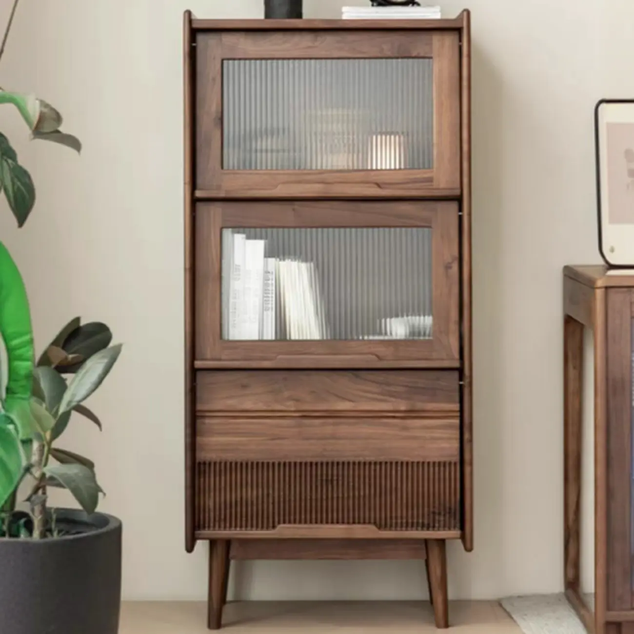 Scandinavian Pine Wood Vertical Bookcase With Storage Image - 5 | homeyfad