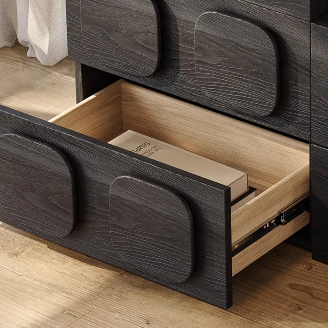 Black Modern Woodern Horizontal Combo Dresser with Storage Image - 6 | homeyfad