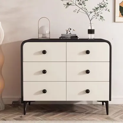 Contemporary Chic Wood Bedroom White Double Dresser Image - 1