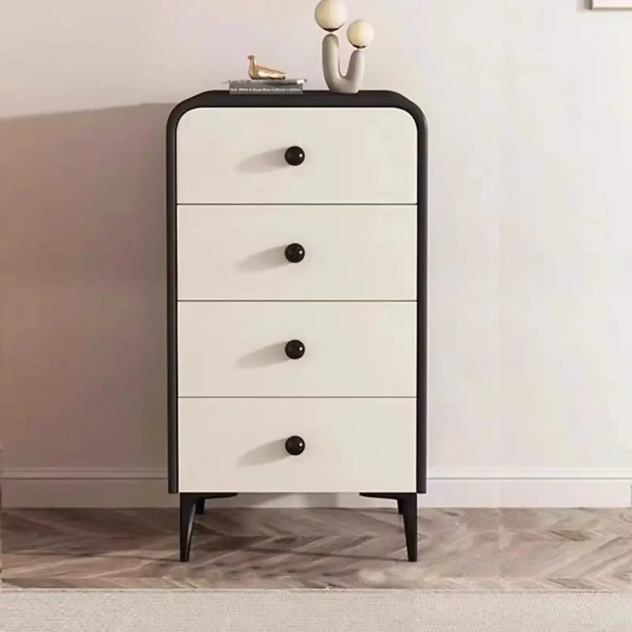 Contemporary Chic Wood Bedroom White Double Dresser Image - 3