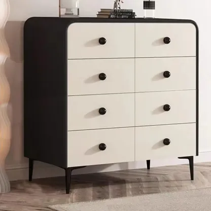 Contemporary Chic Wood Bedroom White Double Dresser Image - 6