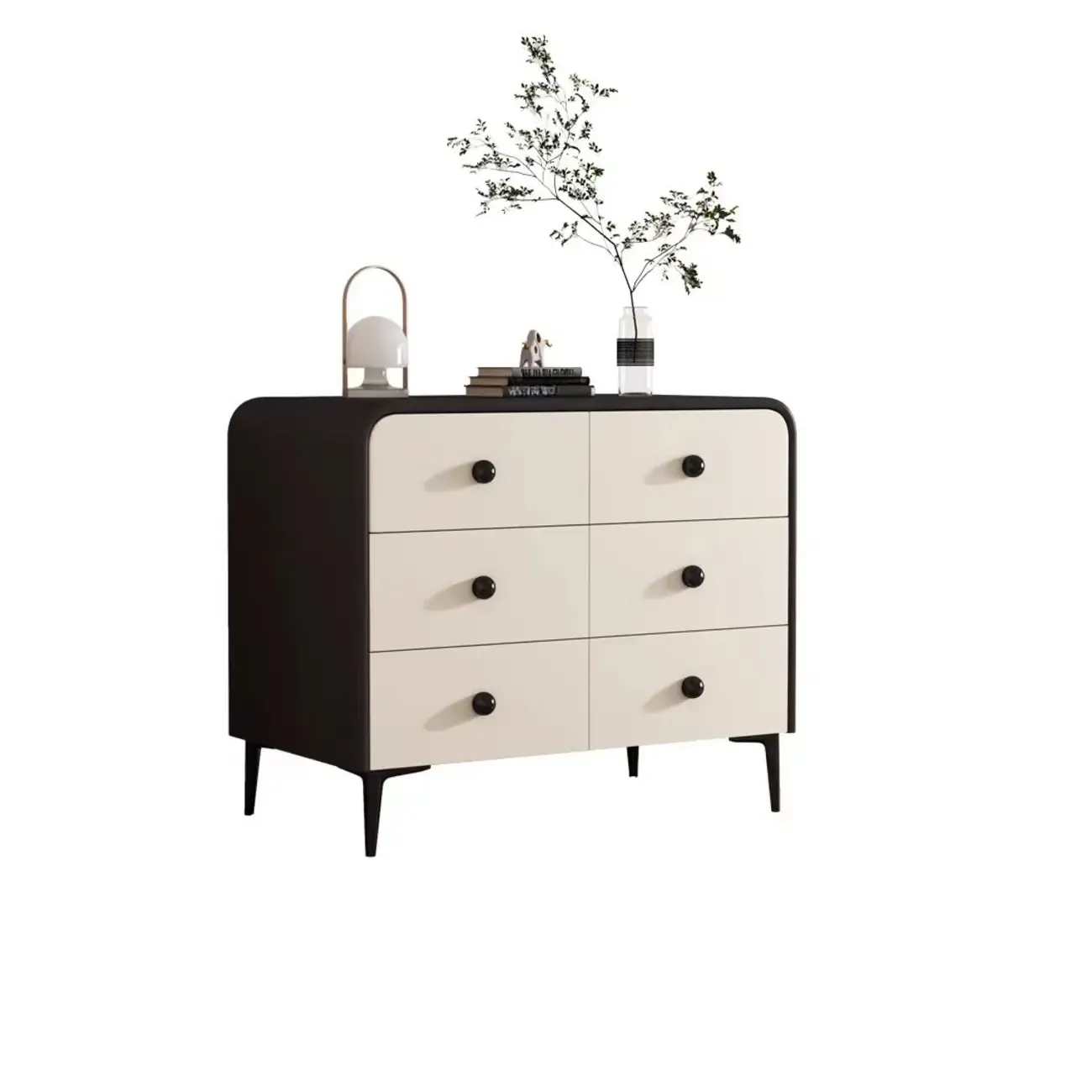 Contemporary Chic Wood Bedroom White Double Dresser Image - 12