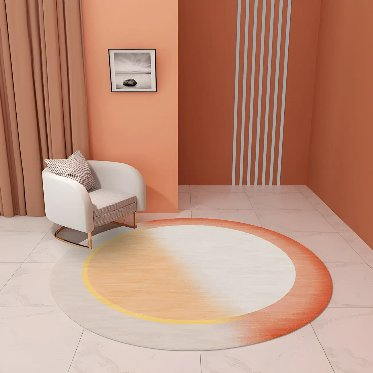 Living Room Soft Polyester Round Area Rug Image - 2 | homeyfad