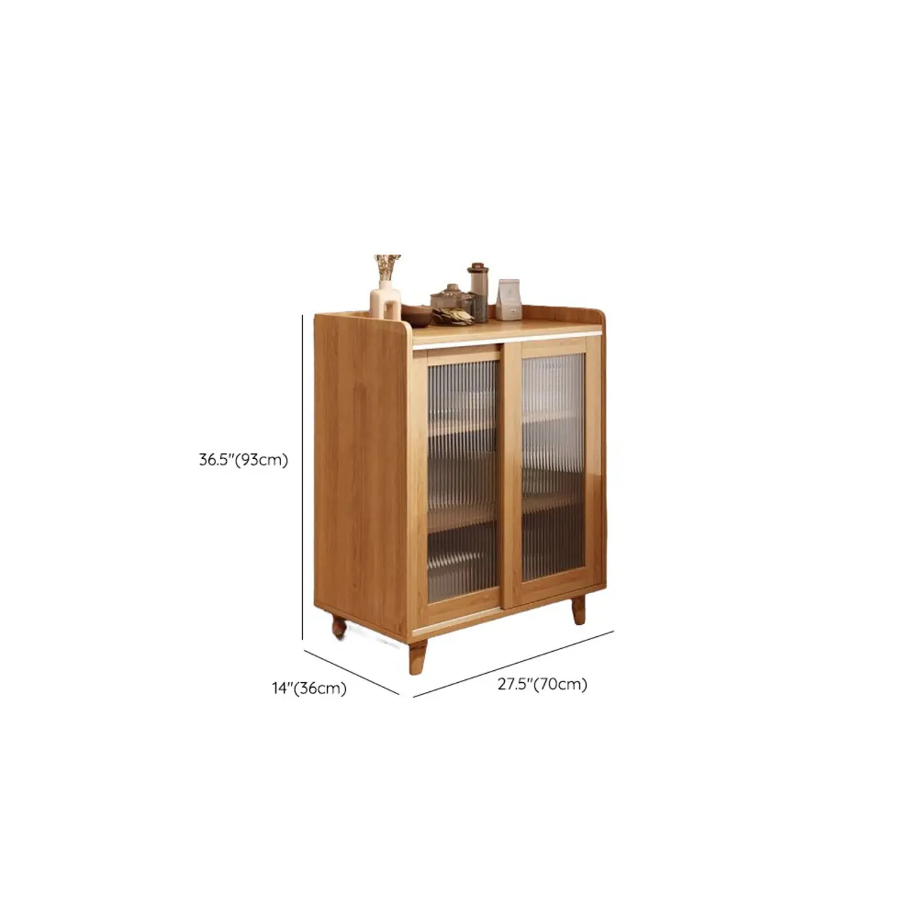 Modern Slab Wood Narrow Sideboard with Sliding Doors Image - 18 | homeyfad