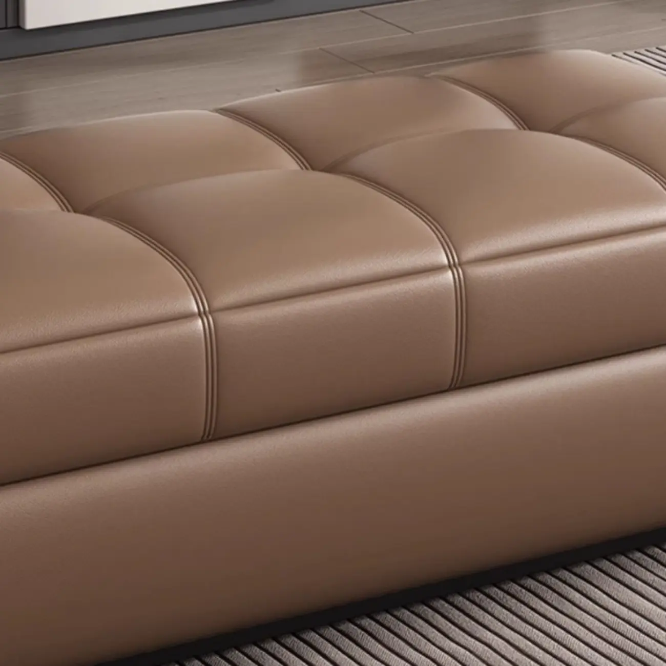  Upholstered Modern Wood Bedroom Bench Flip-top Storage Image - 15 | homeyfad