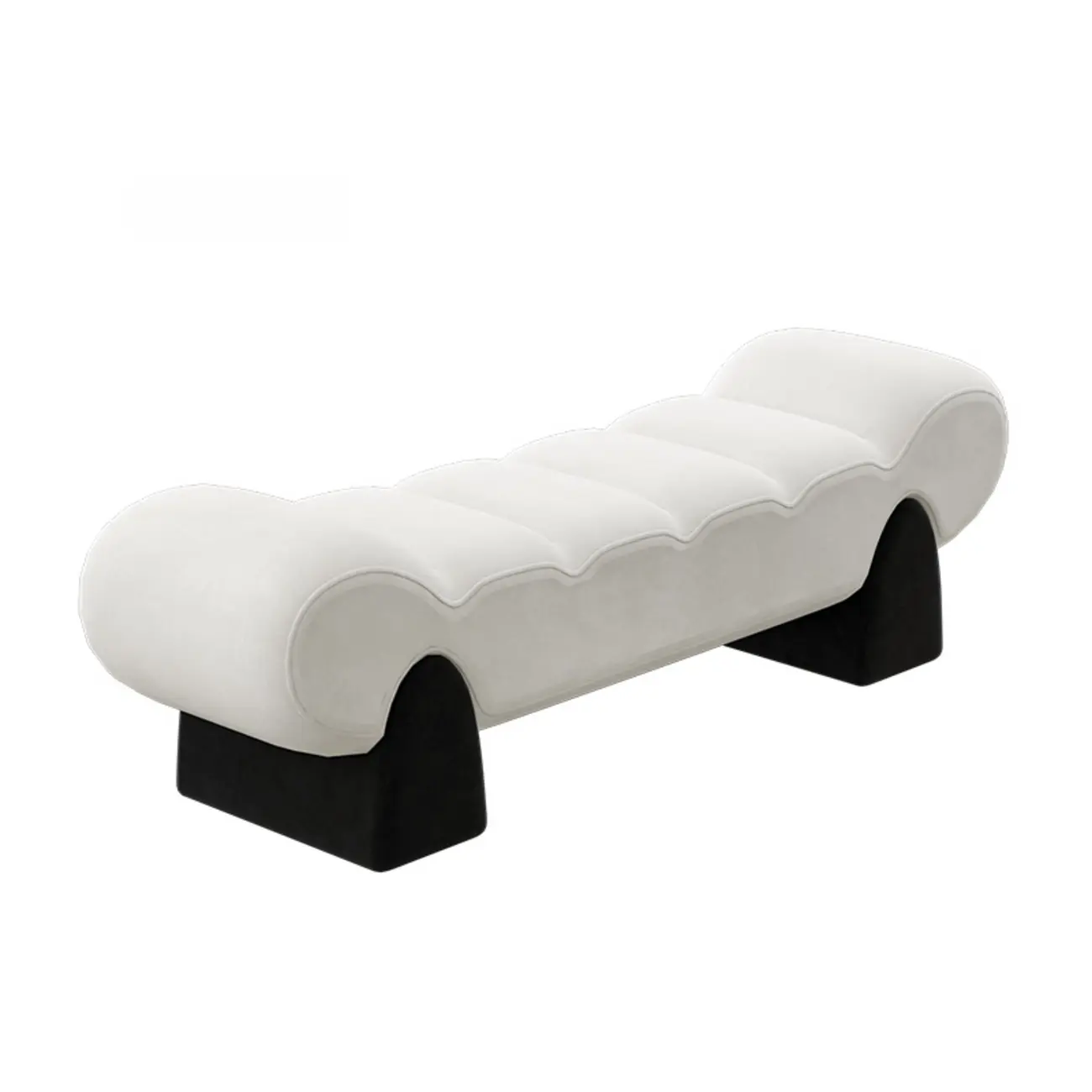 Tufted Curved Cloud Postmodern fabric Bedroom Bench Image - 8 | homeyfad
