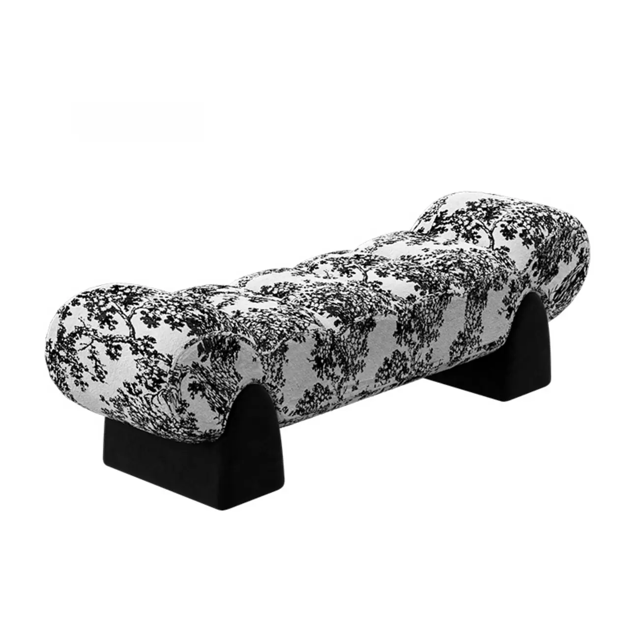 Tufted Curved Cloud Postmodern fabric Bedroom Bench Image - 9 | homeyfad