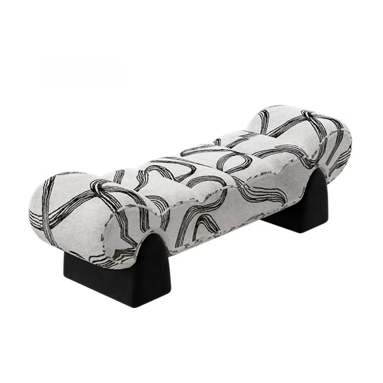 Tufted Curved Cloud Postmodern fabric Bedroom Bench Image - 10 | homeyfad