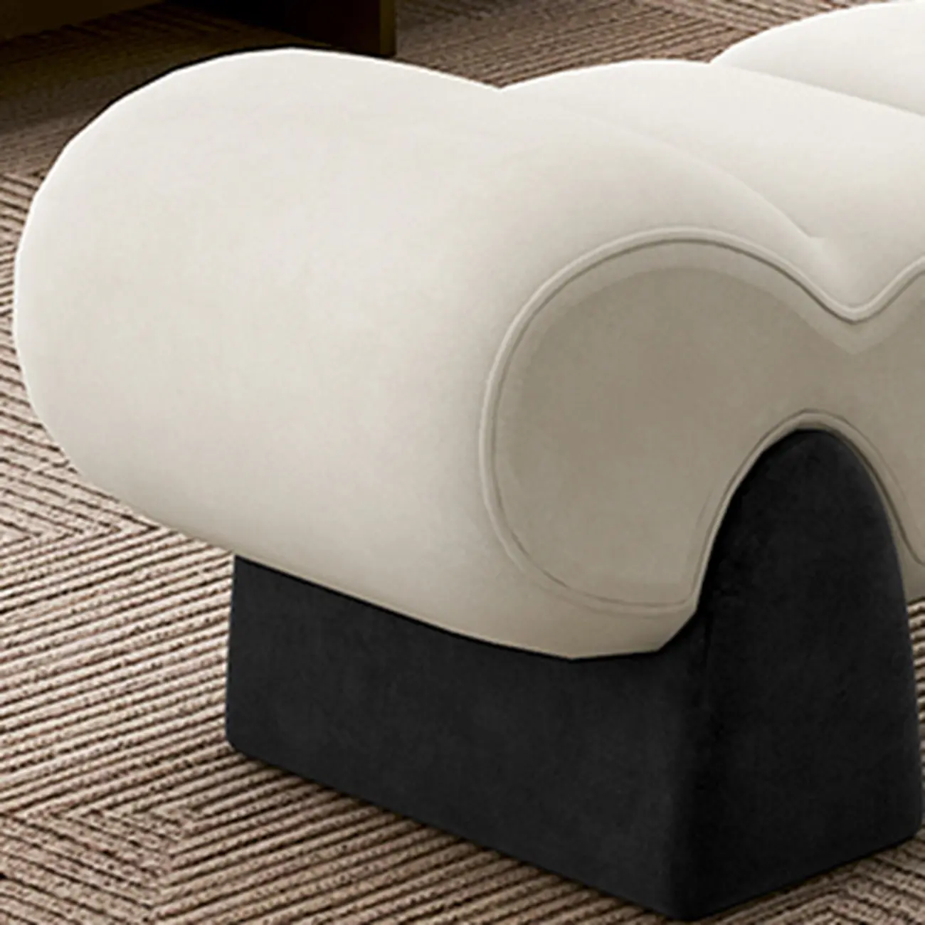Tufted Curved Cloud Postmodern fabric Bedroom Bench Image - 11 | homeyfad