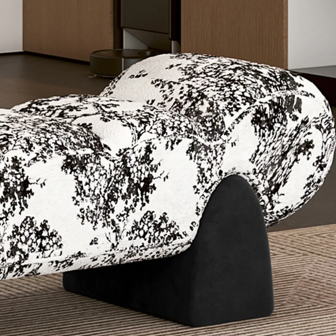 Tufted Curved Cloud Postmodern fabric Bedroom Bench Image - 13 | homeyfad