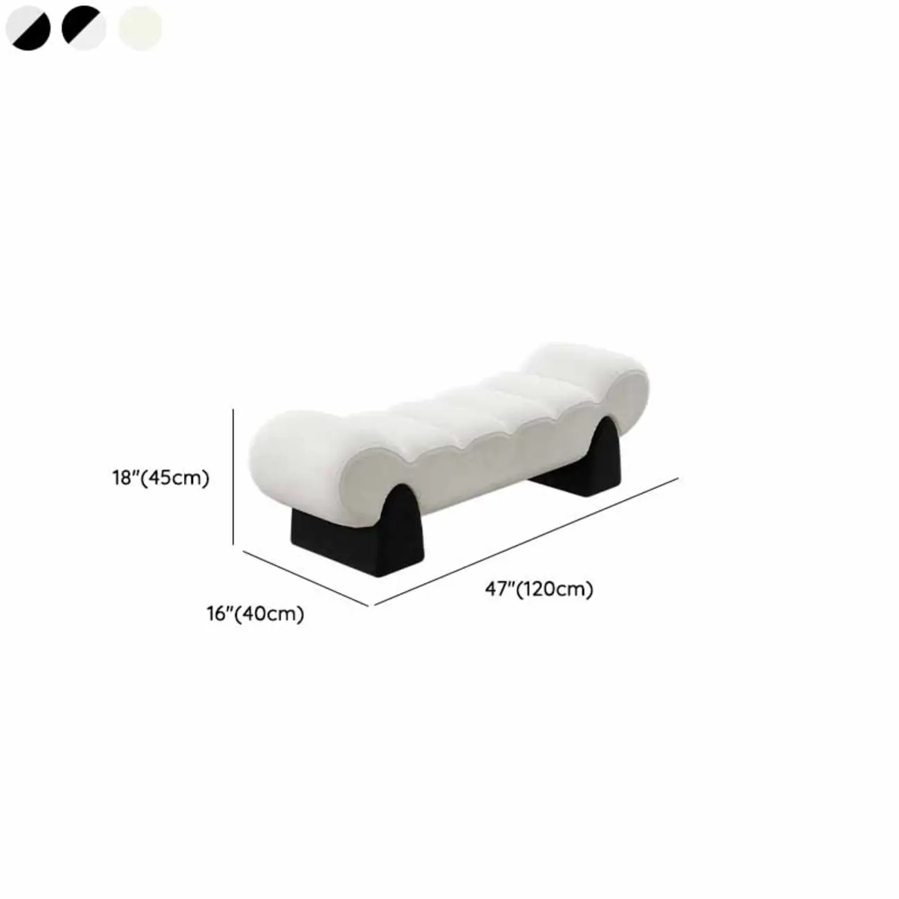 Tufted Curved Cloud Postmodern fabric Bedroom Bench #size | homeyfad