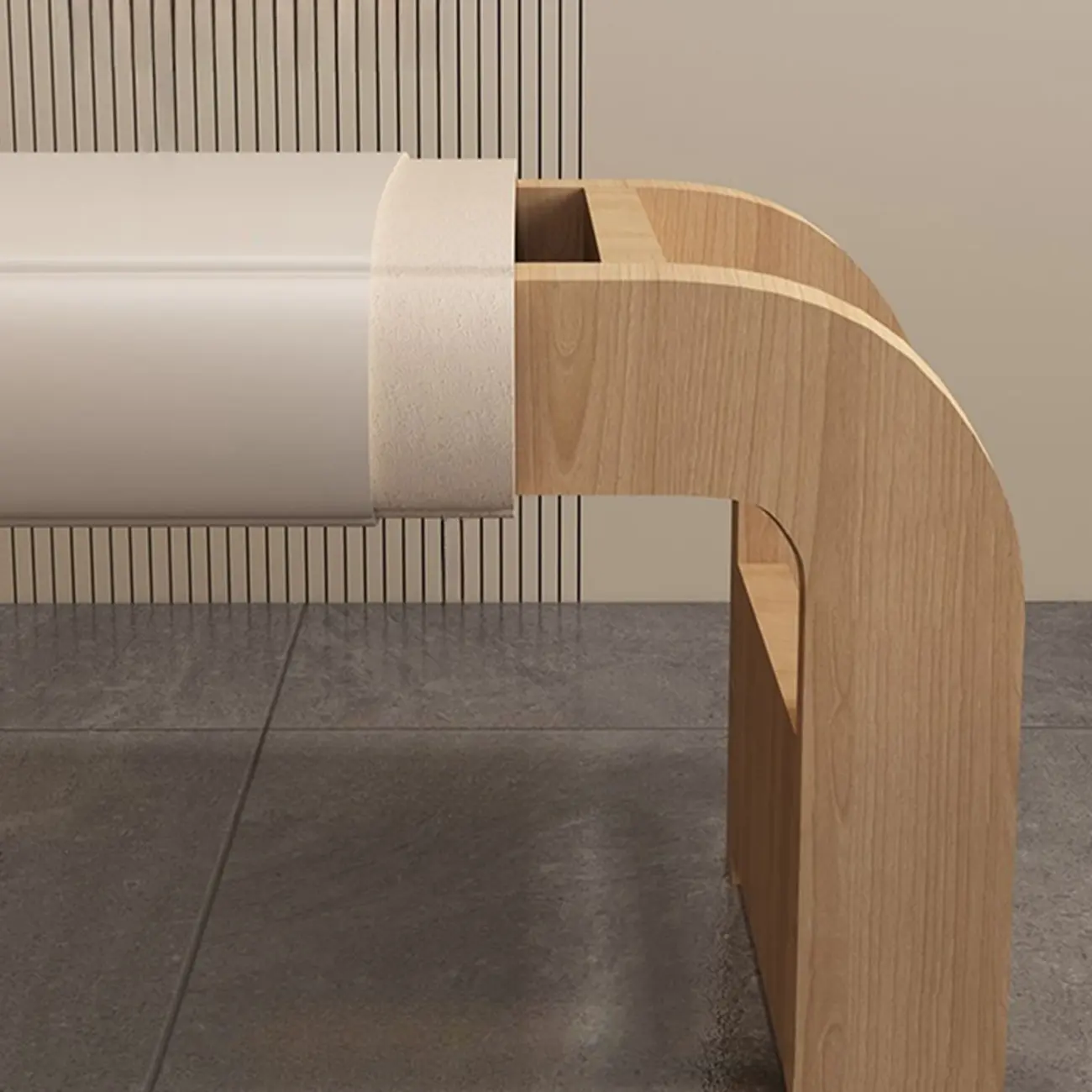 Minimalist U-shaped Upholstered Pu Leather Entryway Bench Image - 11 | homeyfad