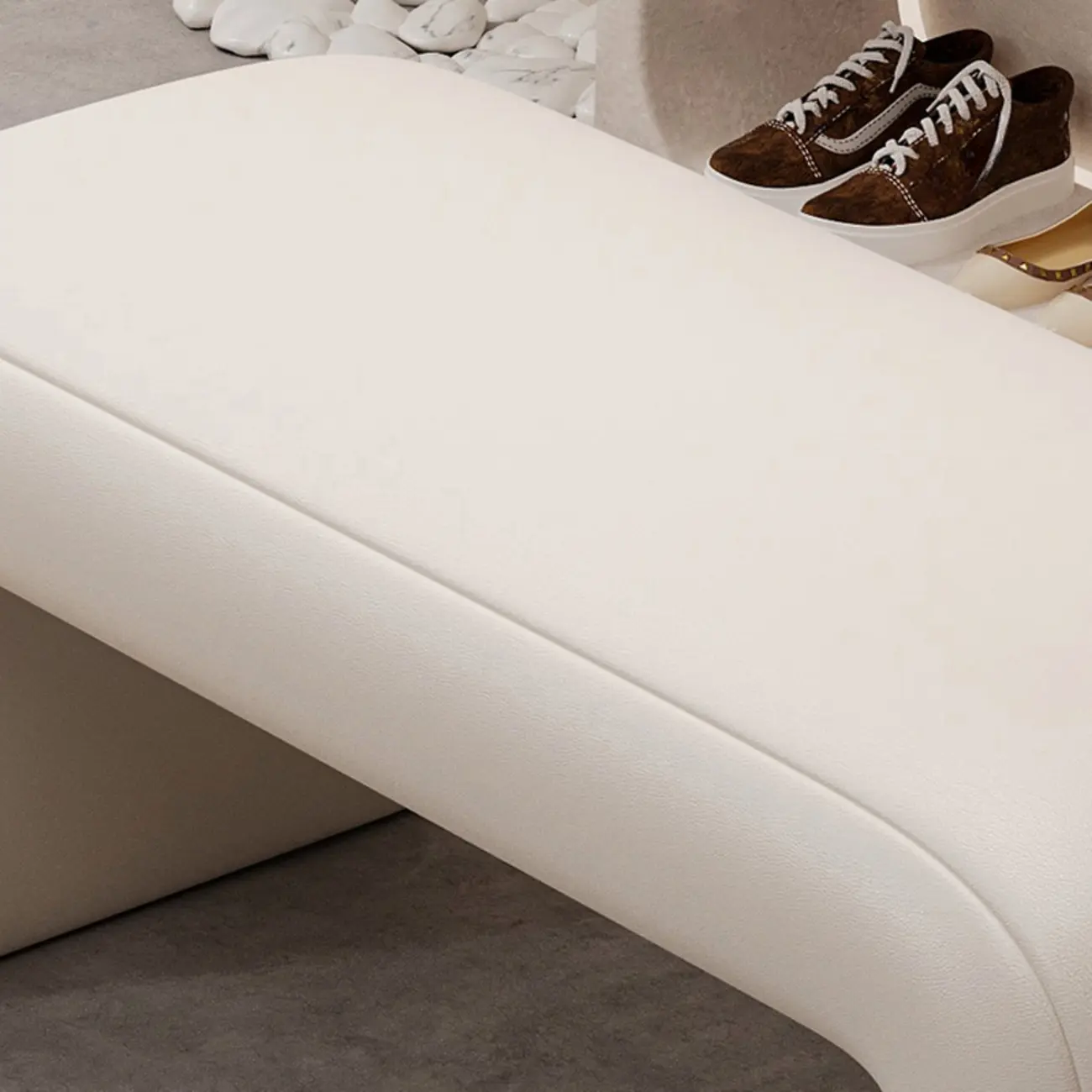 Minimalist U-shaped Upholstered Pu Leather Entryway Bench Image - 9 | homeyfad
