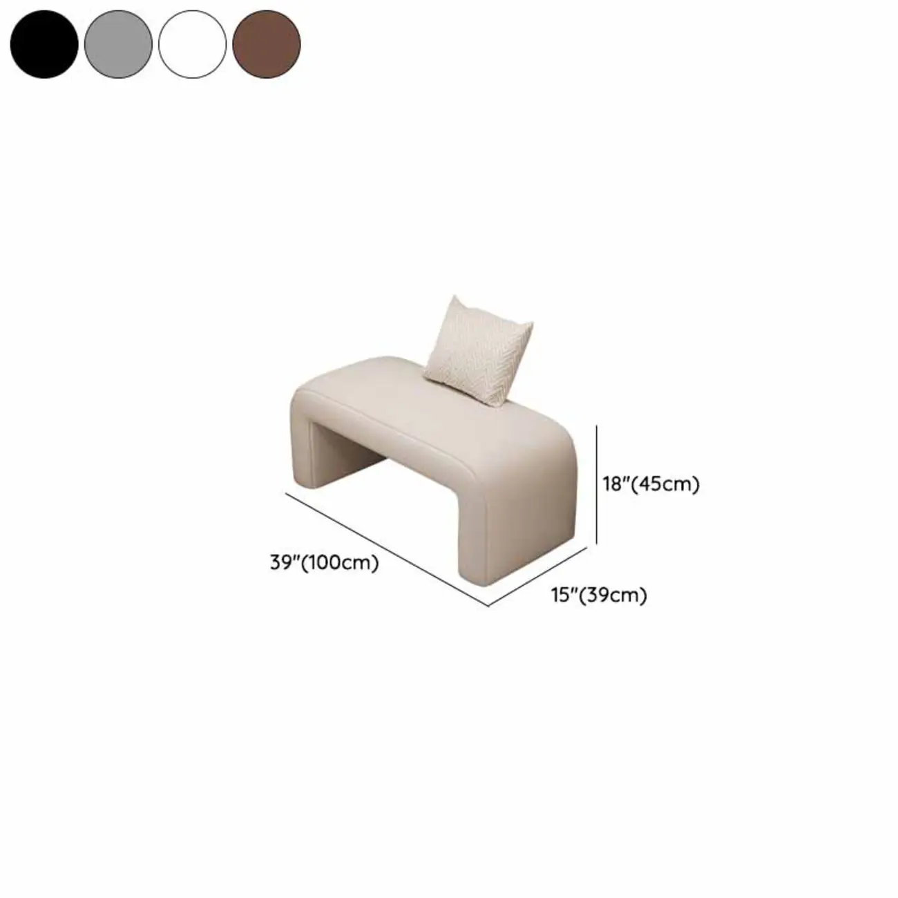 Minimalist U-shaped Upholstered Pu Leather Entryway Bench #size | homeyfad