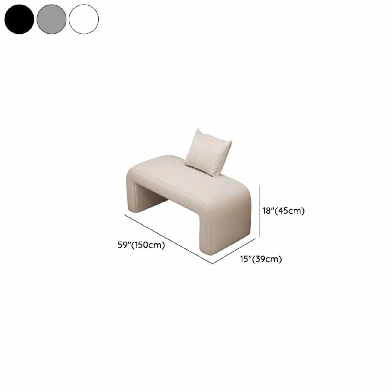 Minimalist U-shaped Upholstered Pu Leather Entryway Bench Image - 14 | homeyfad