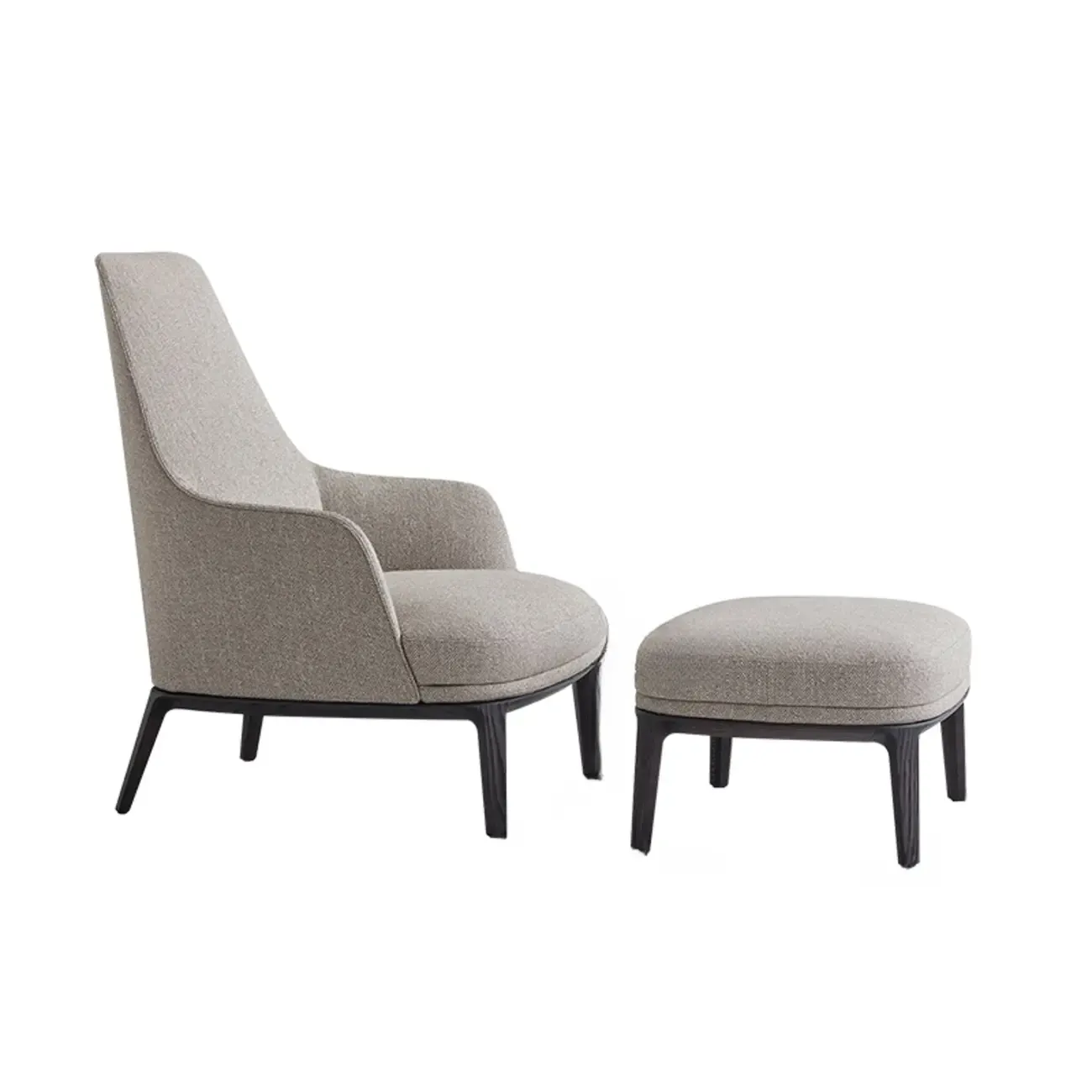 Modern High Back Living Room Accent Chair with Ottoman Image - 3