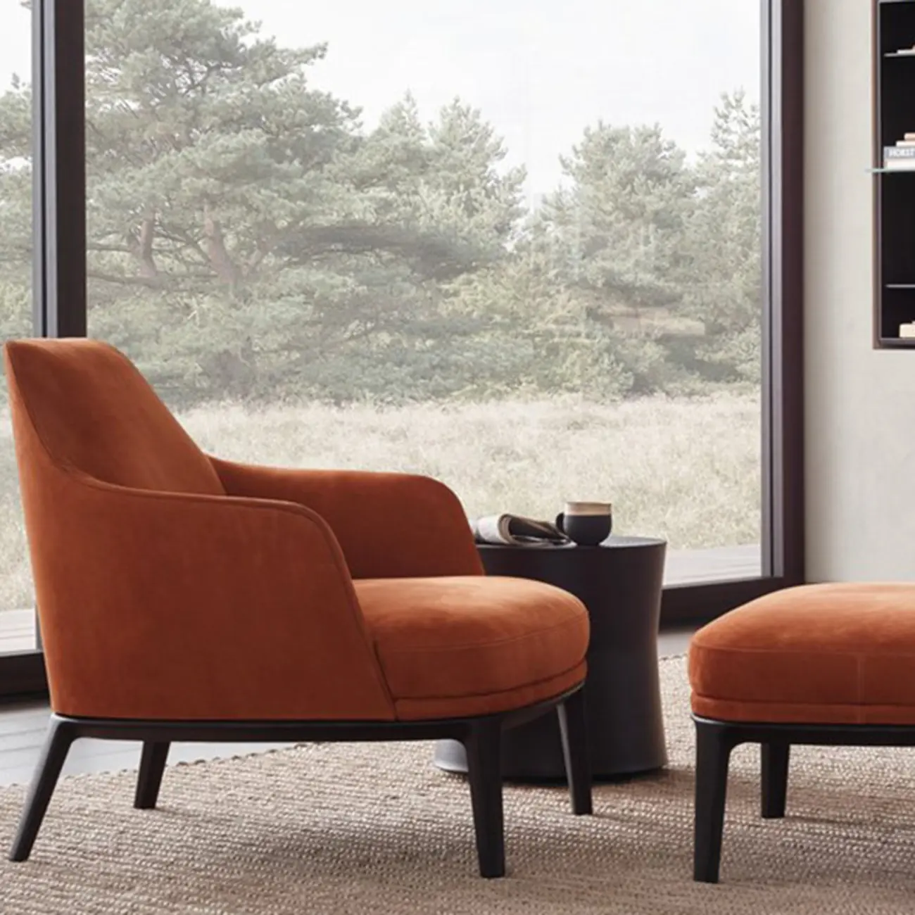 Modern High Back Living Room Accent Chair with Ottoman Image - 4 | homeyfad