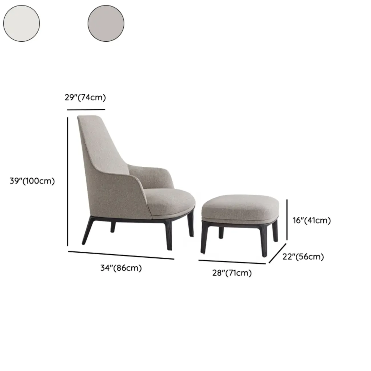 Modern High Back Living Room Accent Chair with Ottoman Image - 14