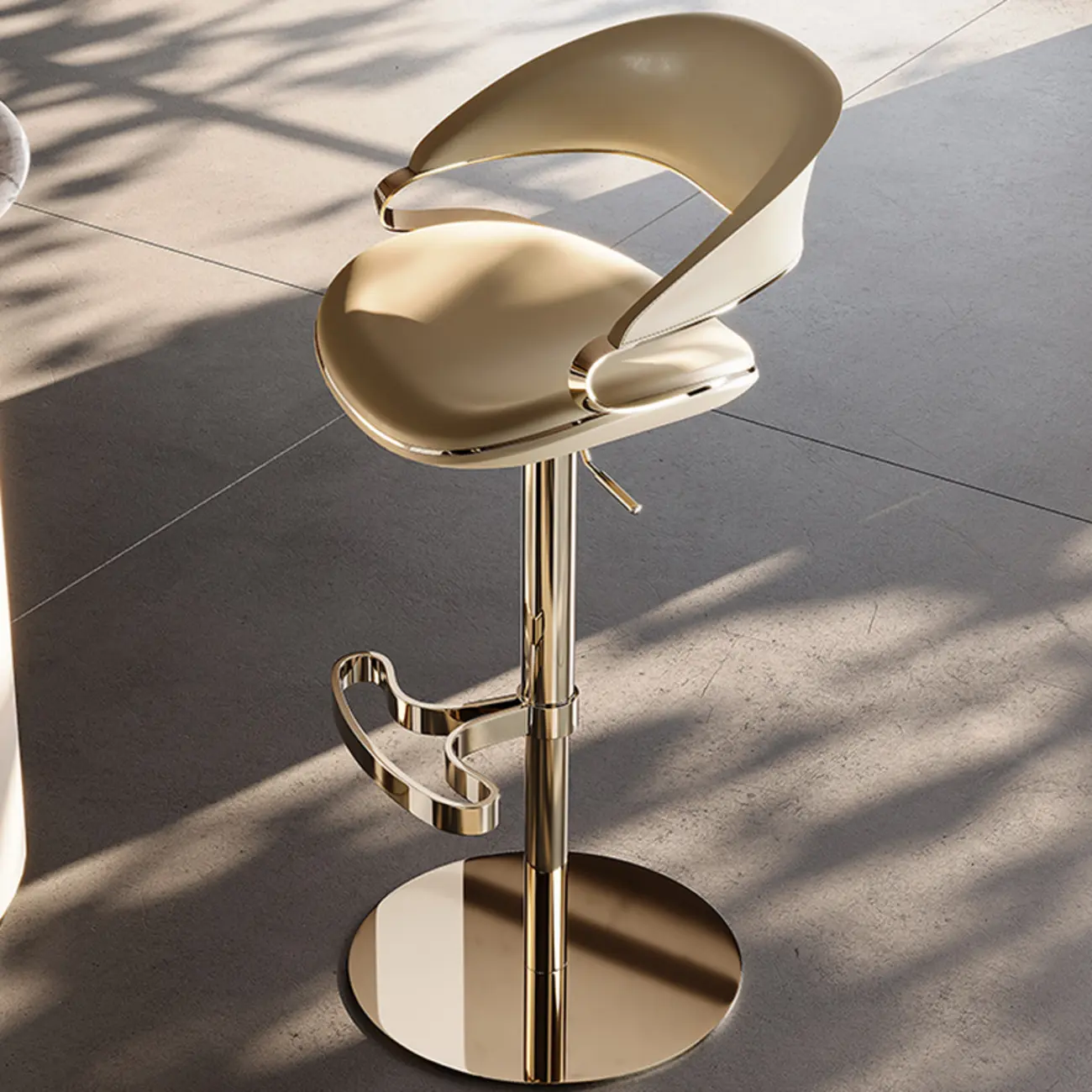 Glam Adjustable Height Swivel Geniue Leather Bar Stools Image - 9 | homeyfad