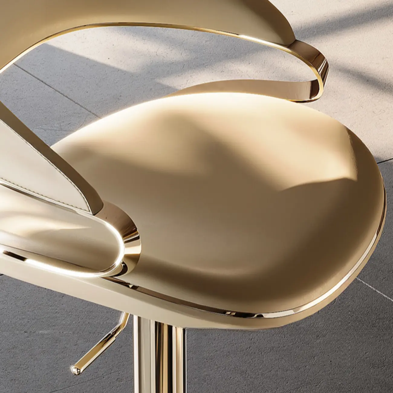 Glam Adjustable Height Swivel Geniue Leather Bar Stools Image - 11 | homeyfad