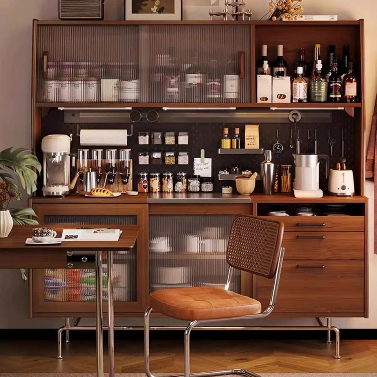 Modern Oak Wood Sideboard with Sliding Doors Image - 1 | homeyfad