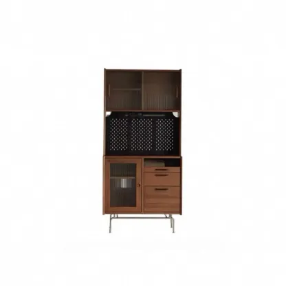 Modern Oak Wood Sideboard with Sliding Doors Image - 2
