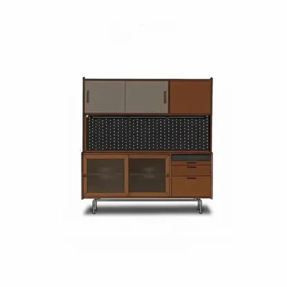 Modern Oak Wood Sideboard with Sliding Doors Image - 3