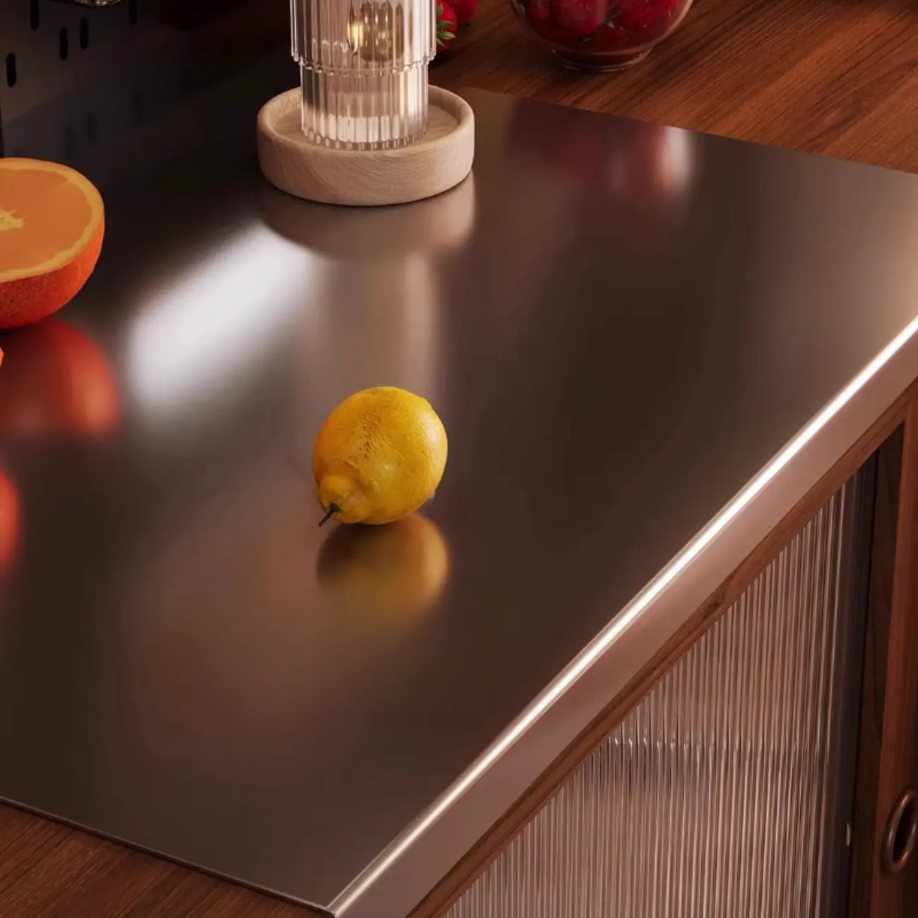 Modern Oak Wood Sideboard with Sliding Doors Image - 4 | homeyfad