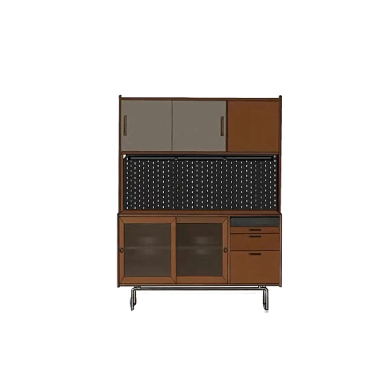 Modern Oak Wood Sideboard with Sliding Doors Image - 5 | homeyfad