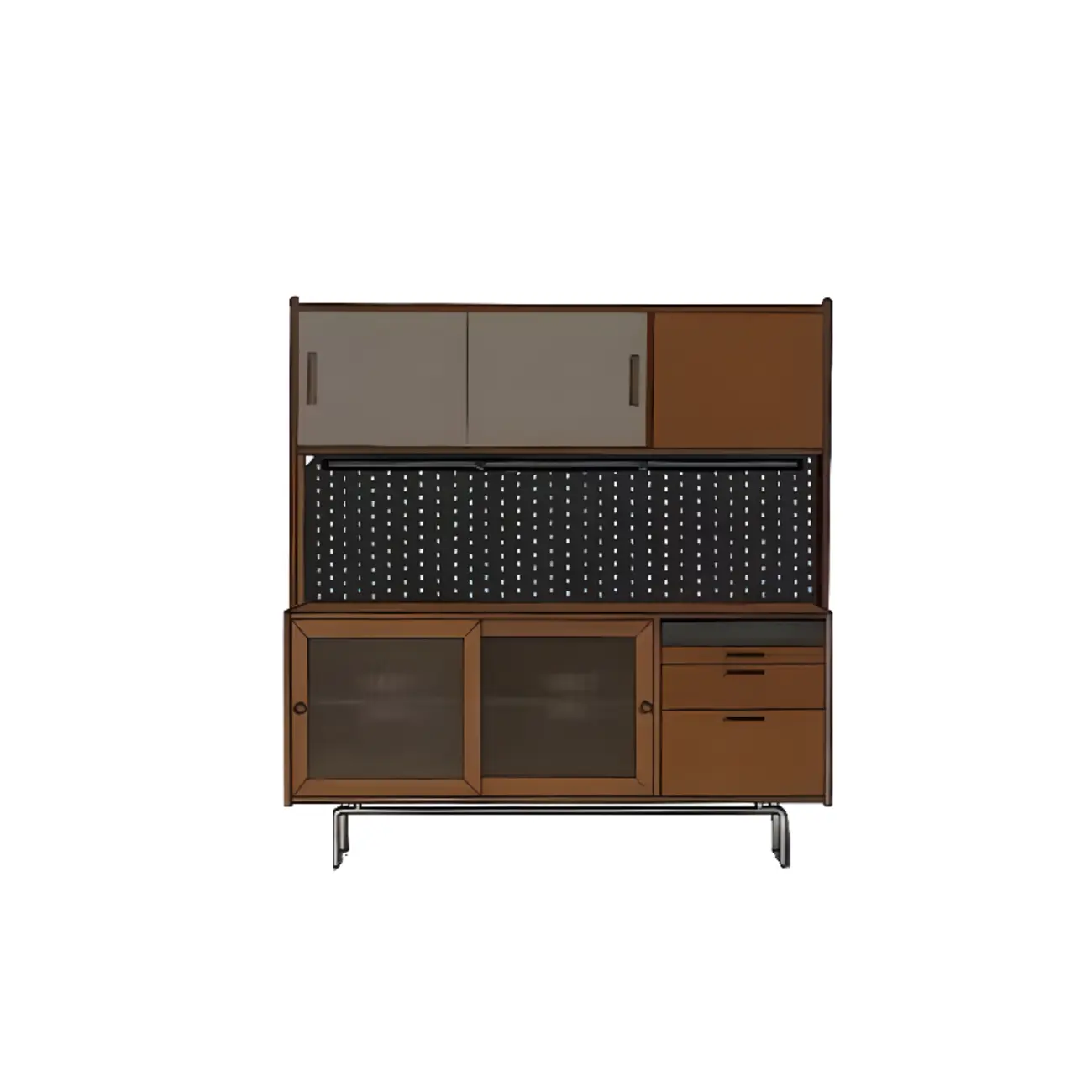 Modern Oak Wood Sideboard with Sliding Doors Image - 7 | homeyfad