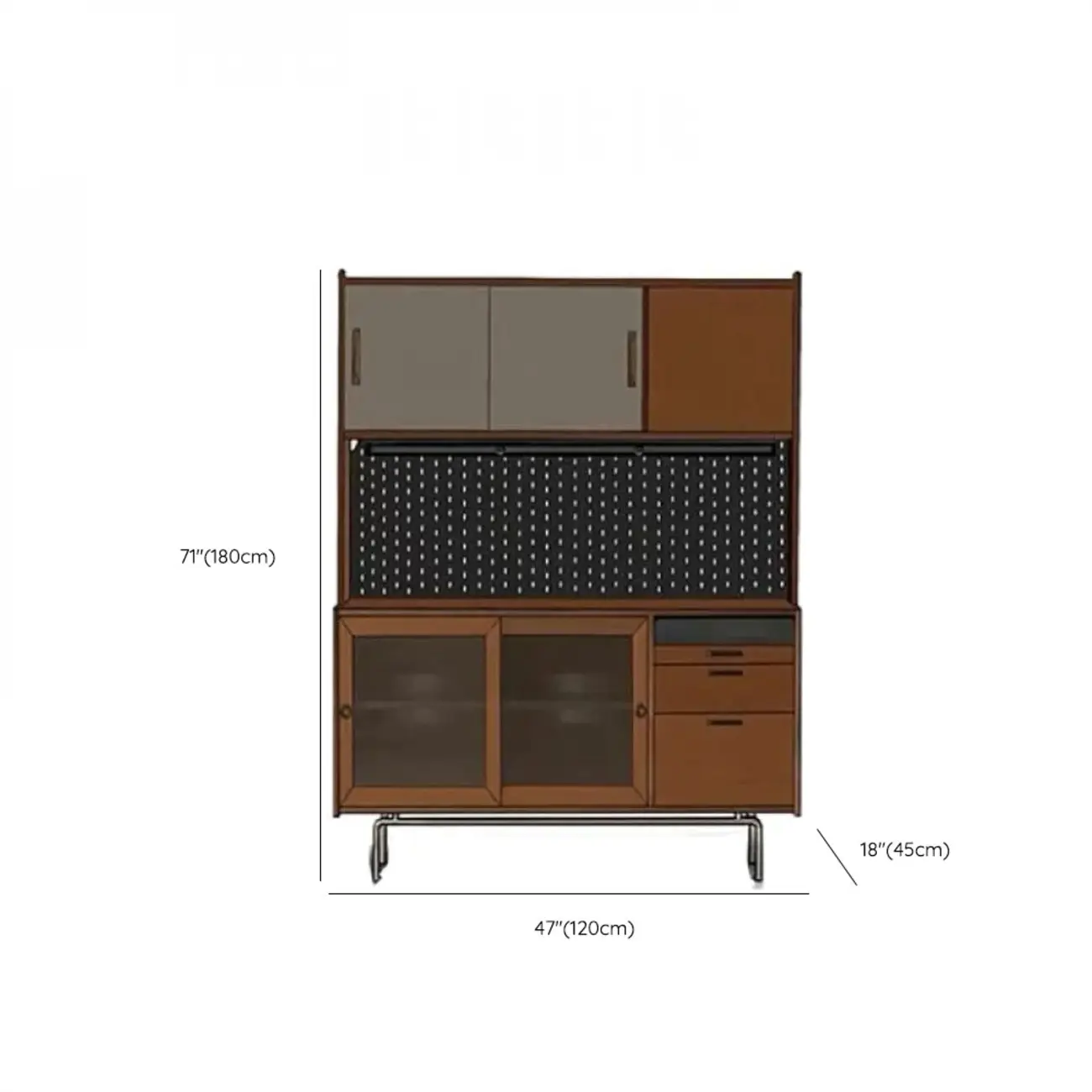 Modern Oak Wood Sideboard with Sliding Doors Image - 10 | homeyfad