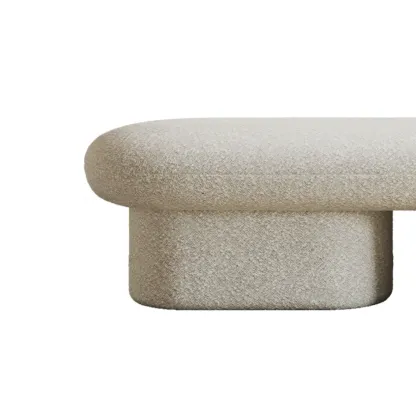 59" Contemporary Beige Upholstered Bedroom Bench Image - 4