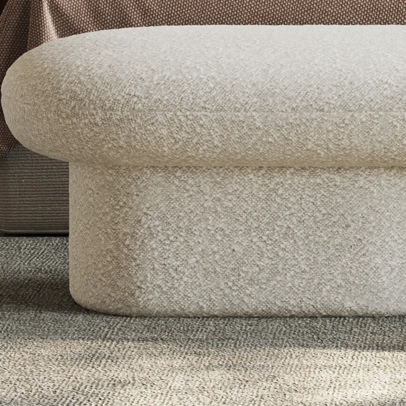 59" Contemporary Beige Upholstered Bedroom Bench Image - 6