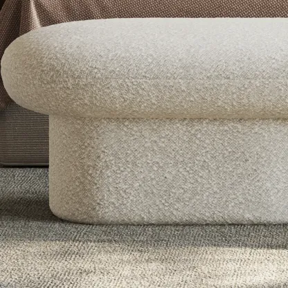 59" Contemporary Beige Upholstered Bedroom Bench Image - 6