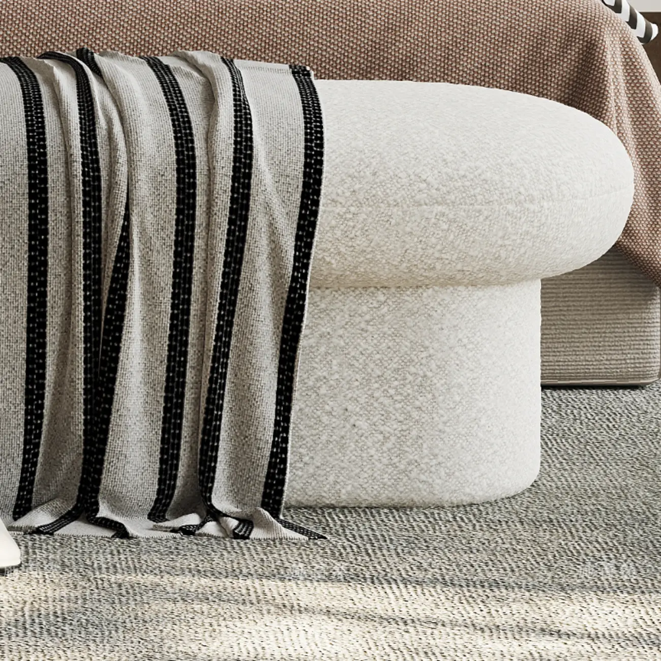 59" Contemporary Beige Upholstered Bedroom Bench Image - 7 | homeyfad