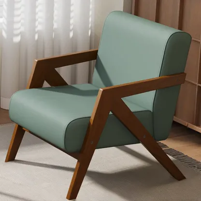 Arm Chair Linen Faux Leather Living Room Image - 3