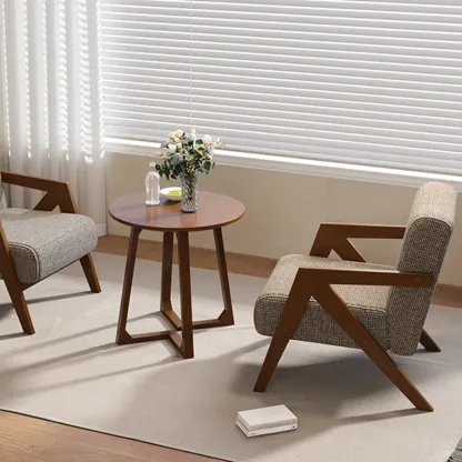 Arm Chair Linen Faux Leather Living Room Image - 4