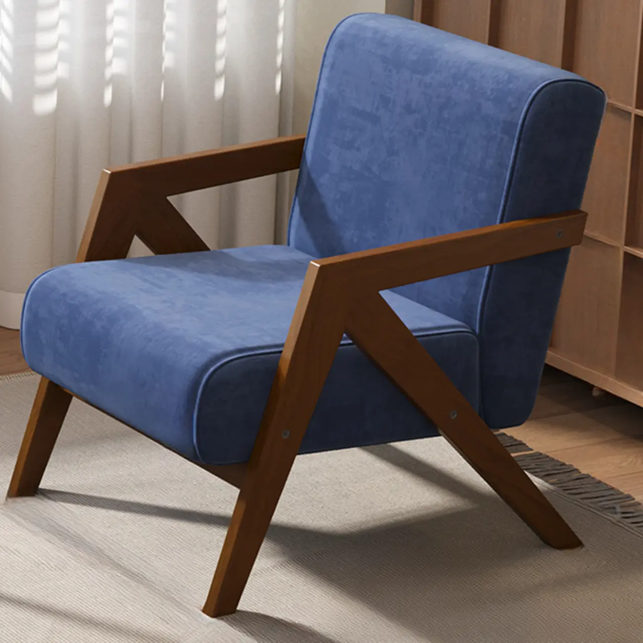 Arm Chair Linen Faux Leather Living Room Image - 9 | homeyfad