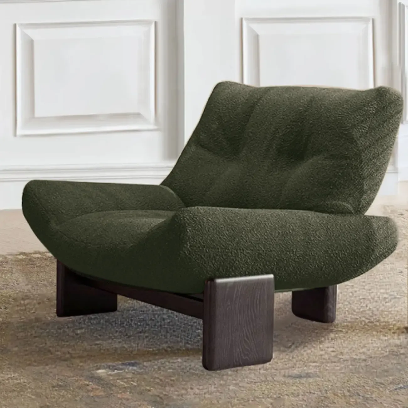 Modern High Back Chenille Accent Chair Living Room Image - 1