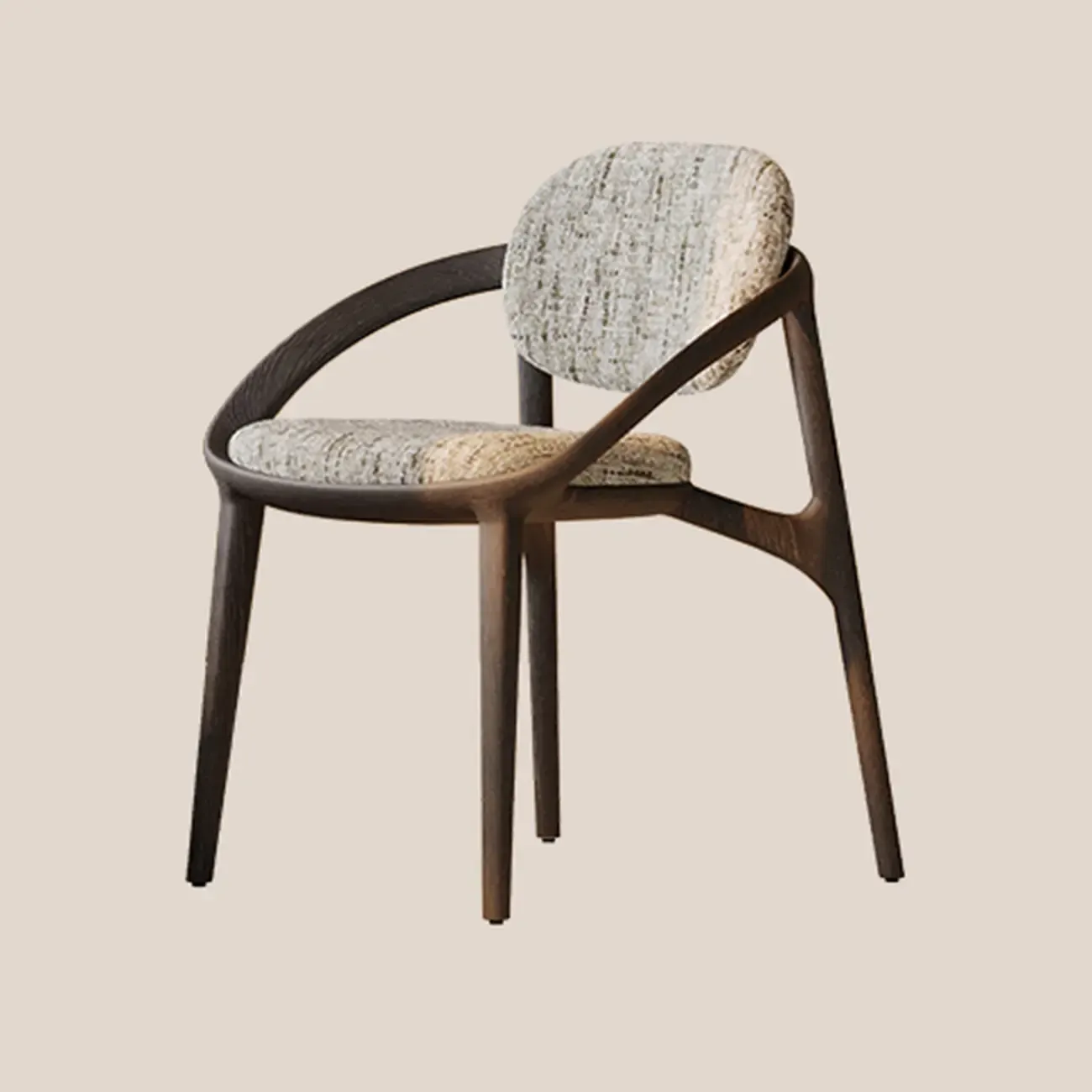 Modern Upholstered Arm Dining Chairs with Foot Pads Image - 15