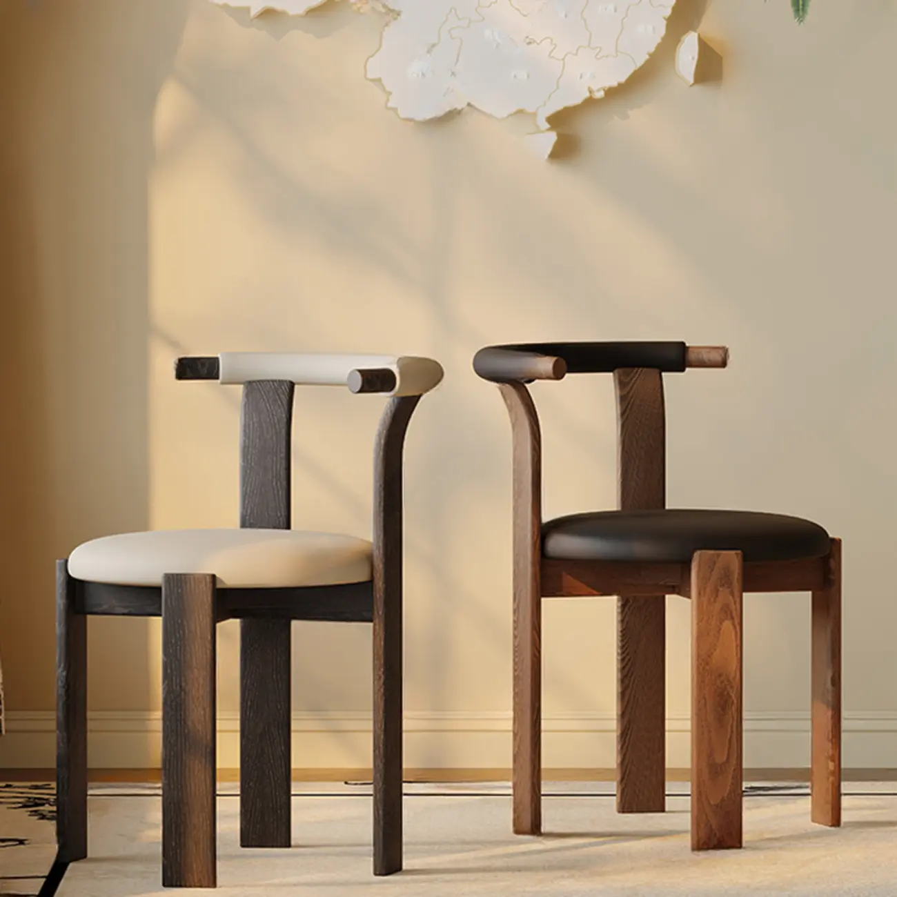 Elegant Open Back Upholstered Armless Wood Dining Chairs Image - 1 | homeyfad