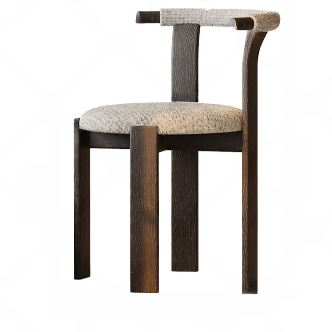 Elegant Open Back Upholstered Armless Wood Dining Chairs Image - 6