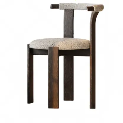 Elegant Open Back Upholstered Armless Wood Dining Chairs Image - 6