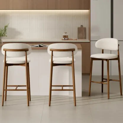 Mid Century Modern Upholstered Bar Stool with Back Image - 3