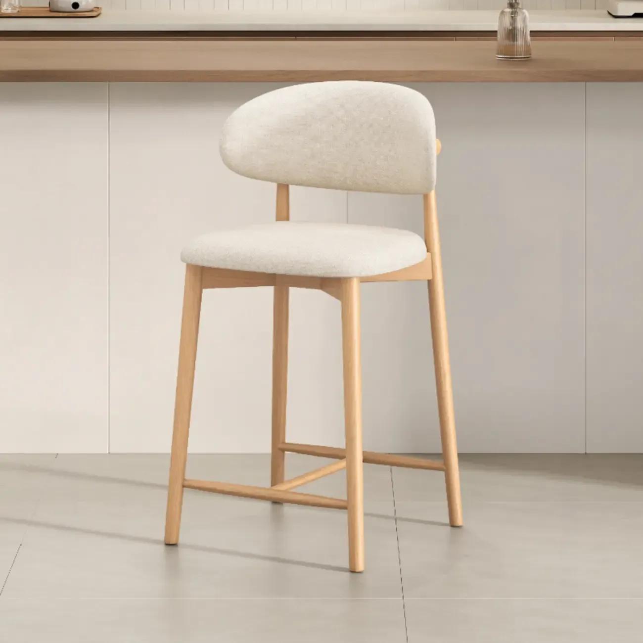 Mid Century Modern Upholstered Bar Stool with Back Image - 8