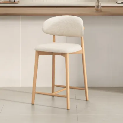 Mid Century Modern Upholstered Bar Stool with Back Image - 8